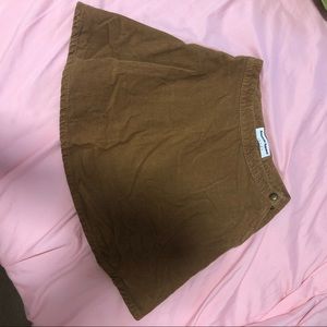 Brown-Yellow American Apparel Corduroy Jean Skirt